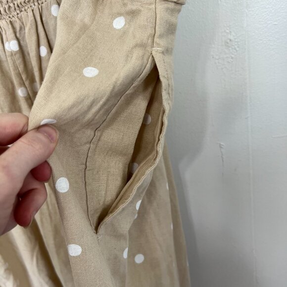 NWT Old Navy Tan Polka Dot Linen Blend Jumpsuit 3X zq - Picture 4 of 6